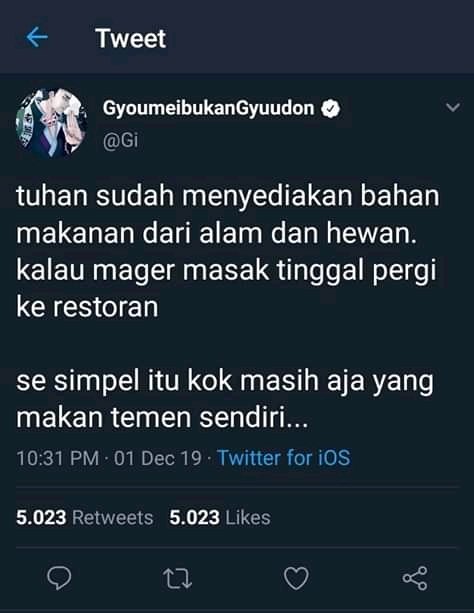 AIntelegence's tweet photo. Teman makan teman?
Nggak zaman kali... 😅

Masih adakah yang suka seperti ini? https://t.co/Fbwu9CUs5w