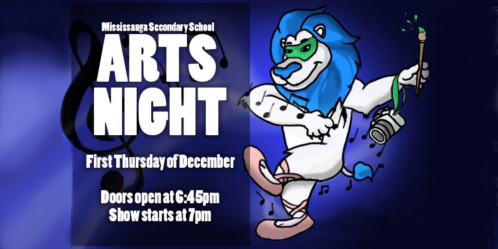 The Arts Program at MSS (@artsprogrammss) on Twitter photo It’s showtime <a href="/MississaugaSS/">Mississauga SS</a>! The 15th Annual #ArtsNight is happening this Thursday at 6:45pm. See our #MSSLionsDance, #MSSLionsDrama, #MSSLionsMusic, and #MSSLionVisualArts student artists perform at their best! Tickets are sold online. See you there! #TheArtsProgramMSS It’s showtime <a href="/MississaugaSS/">Mississauga SS</a>! The 15th Annual #ArtsNight is happening this Thursday at 6:45pm. See our #MSSLionsDance, #MSSLionsDrama, #MSSLionsMusic, and #MSSLionVisualArts student artists perform at their best! Tickets are sold online. See you there! #TheArtsProgramMSS