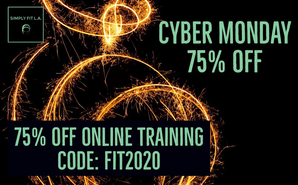SimplyFitLA's tweet photo. Cyber Monday sale with code Fit2020 - 75% off online training!
https://t.co/hneAcWOCAW #getfit #Weightlifting #weightloss #womenshealth #wellness https://t.co/Ibz3rKguNm