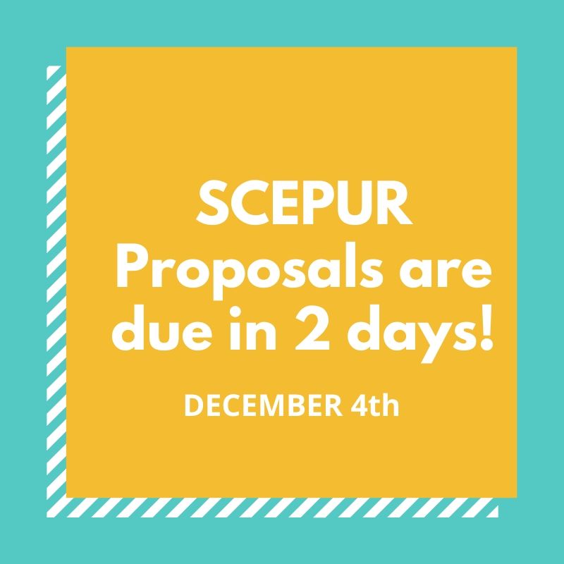 Don't forget....SCEPUR proposals are due in just 2 days!!! You can find the link for the proposals at scepur.org