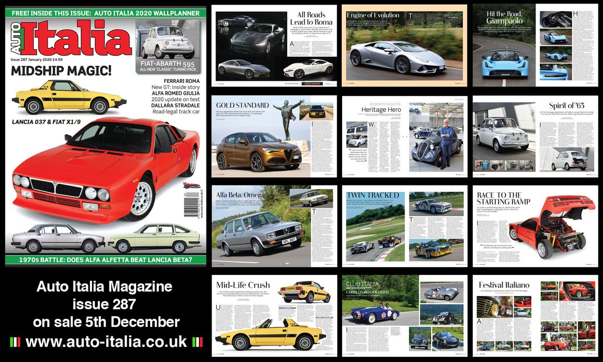 AutoItaliaMag's tweet image. Auto Italia Issue 287 on sale the 5th of December. Packed full of interesting features and a free 2020 wall planner! Grab one at WH Smiths, quality newsagents or auto-italia.co.uk