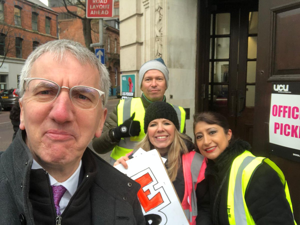 ou_Ireland_ucu's tweet photo. Day 6 at the OU Belfast picket line and  Mairtin O’Muilleoir, Sinn Fein MLA, calls by to show support for the #UCUStrike @OUBUCU @UCUatQUB @UCU_Ulster #UCUStrikesBack. @Elaine2Tweet https://t.co/QvM4RE2ha0