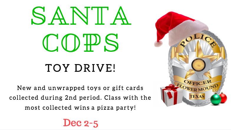 MarcusHSCheer's tweet photo. Marauder Fam: Let’s come together and provide a wonderful Christmas for the boys and girls in our community. The 2nd period class and organization with the most donated toys/gift cards will win a PIZZA PARTY! Pizza is cool, but giving back is cooler! 😎 https://t.co/nxHTR1zMKn