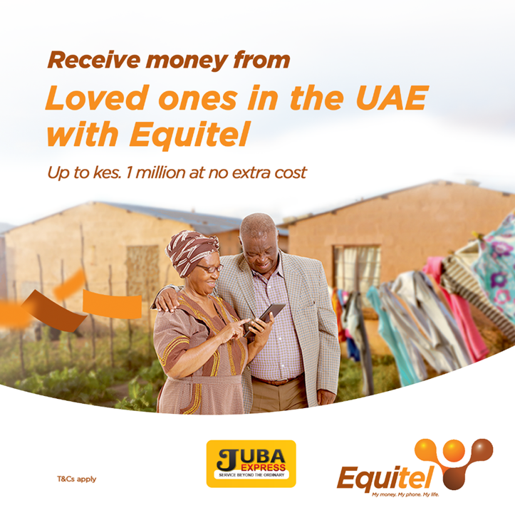 Do you have a loved one living or working in the United Arab Emirates? You can receive money from UAE easily and affordably through Equitel. 
#ReceiveMoneyWithEquitel
#JubaExpressMoneyTransfer 
#ReceiveMoneyFromUAE  <a href="/KeEquityBank/">Equity Bank Kenya</a>