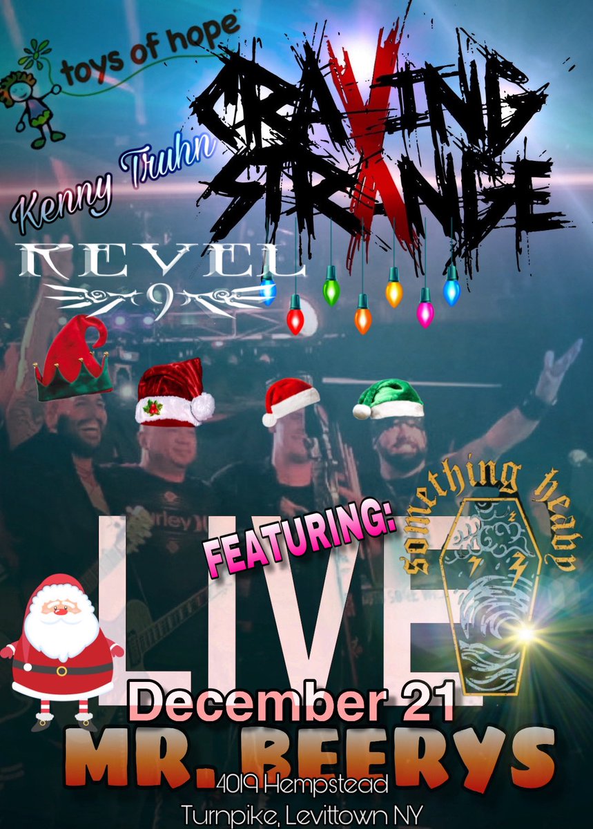 cravingstrange's tweet photo. We will be performing at Mr. Beerys on 12/21/19 with: @REVEL9 , @KennyTruhnMusic and the debut performance of “Something Heavy” @Wahmannoodle ! #toysofhope https://t.co/8fGl5kvFsG