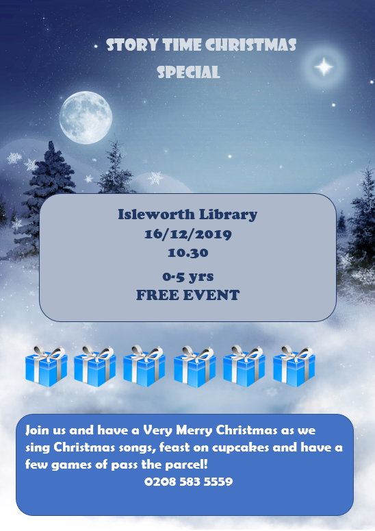 LBHLibraries's tweet photo. It's that time of year when we pull out all the stops to give you some extra special editions of our regular events - and still for Free! Join us in #IsleworthLibrary for our #ChristmasStorytime extravaganza!
Monday 16th December, 10:30am. https://t.co/oenY2xOR62