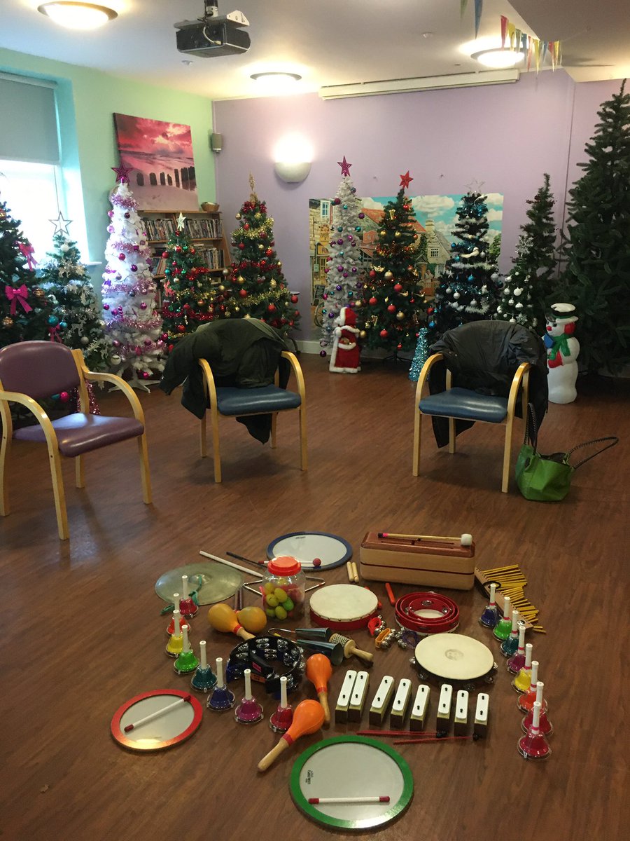 Feeling very Christmassy at December’s Activity Coordinator Network Meeting. We come to these monthly with one of our very skilled music therapists to encourage ACs to use music therapy in a fun and playful way, even if they aren’t musical themselves!
