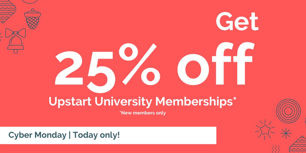 Upstart_U's tweet photo. It’s Cyber Monday! Our membership prices are #fresh at 25% off for new members! 🌱 #CyberMonday #UpstartUniversity #sale https://t.co/ta0ZIqK8cl