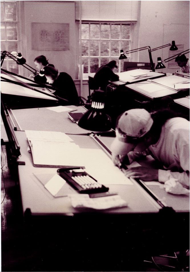 With the finals coming up in just two weeks, the lab is going to look a lot like this again! HISP205 students will be working on their final hardline drawings of the Innis House and Mary Washington House kitchen.