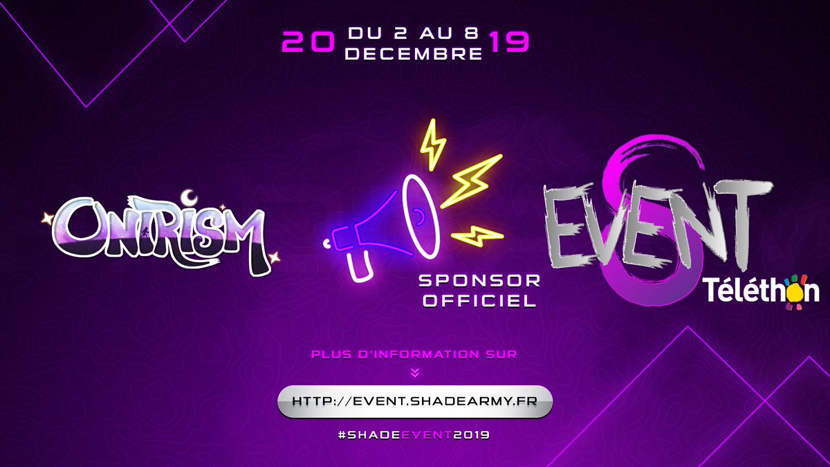 OnirismThegame's tweet photo. Le ShadeEvent commence dans quelques heures à peine et vous offrira 168h de stream pour récolter des dons pour le @Telethon_France
 !
Aidons-les à dépasser les 6000€ récoltés l'année dernière ! 
😊

----> https://t.co/uhl3zRsXVB <----

#Telethon2019 https://t.co/TKX7HGXMuf