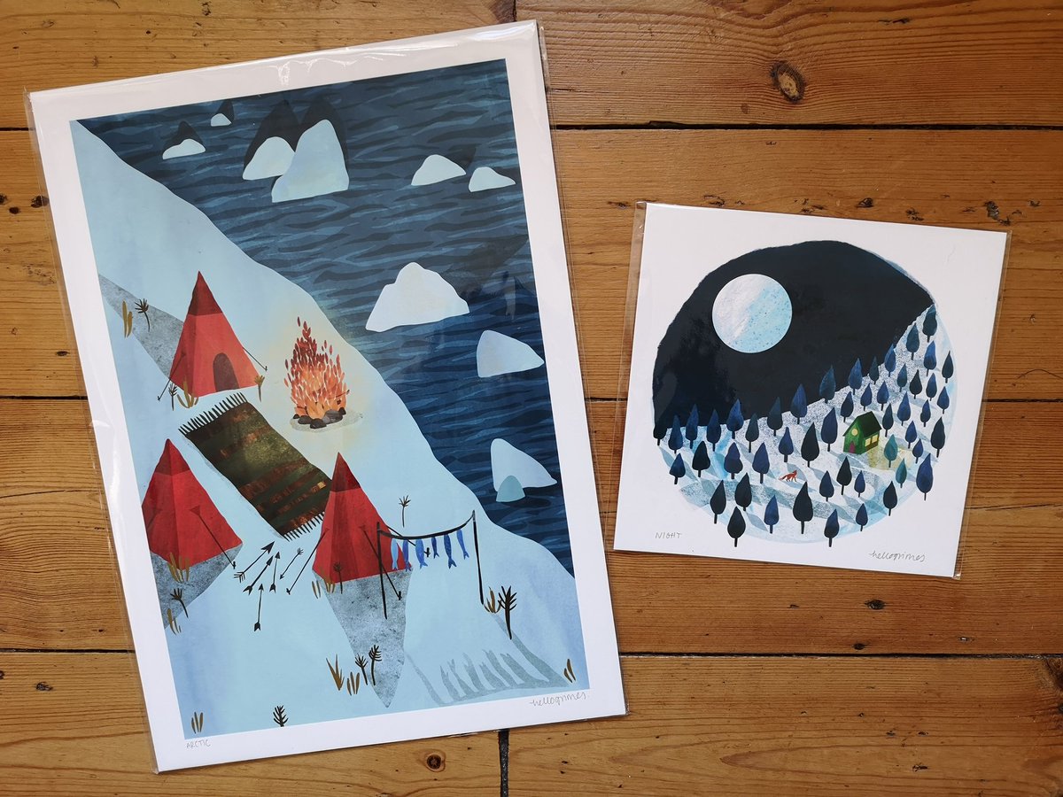 Karlwheel's tweet photo. We picked up these two delicious prints from @hellogrimes1 yesterday at the #LondonIllustrationFair. Each one an adventure to explore! https://t.co/QOAOnBc71x