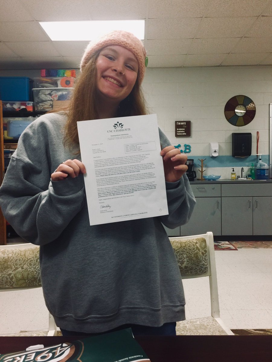 Kaitlyn Smith was accepted to UNC Charlotte!  Go 49ers!