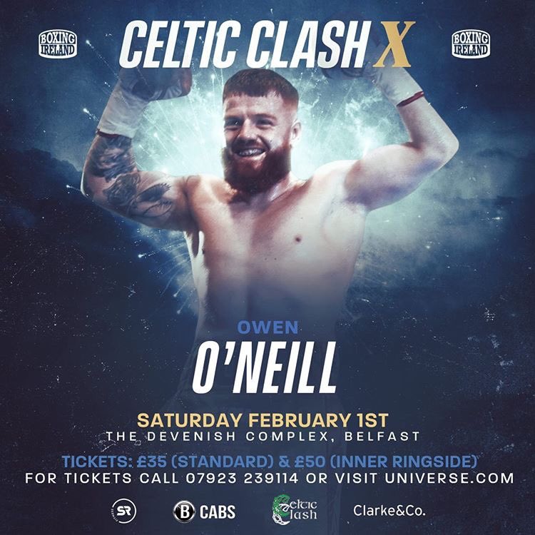 LoveIrishBoxing's tweet photo. CELTIC CLASH X : after a rapid fire six months as a pro ‘The Operator’ Owen O’Neill @OwieeONeill95 kicks off 2020 with a return to his favourite venue The Devenish on for @CelticClash X.  

📅 Feb 1, 2020
🏟 @TheDevenish https://t.co/wDth1xUvSU