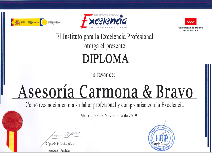 CBASESORIA's tweet photo. Carmona y Bravo galardonada con el premio "Estrella de Oro 2019" por el Instituto para la Excelencia Profesional.

https://t.co/SDTd4sSpIW https://t.co/KYkrHCryyN