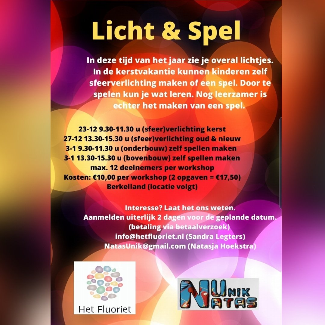 Nog even en dan gaan we de kerstperiode tegemoet.
Kerstvakantie: een periode van gezelligheid en ontspannen; maar misschien is 't ook net te lang.
In de vakantie de handen uit de mouwen steken en zelf iets te maken? 
Zie flyer &amp; neem contact met <a href="/nvmmhoekstra/">Natasja Hoekstra</a> of <a href="/Sandra_Legters/">Sandra Legters</a>