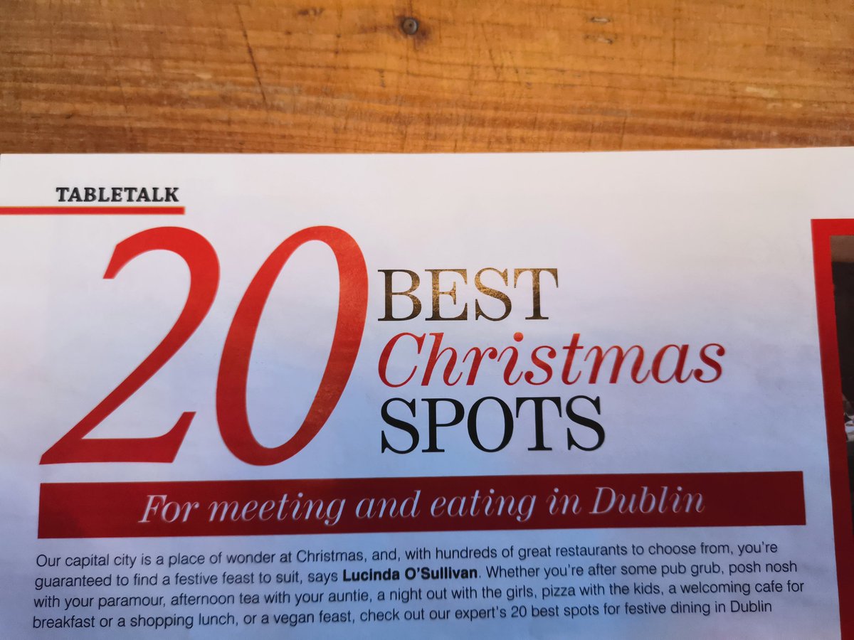 Very grateful <a href="/lucindasireland/">LUCINDA O’SULLIVAN</a> to feature in your top 20 Best Christmas Spots in this weekends <a href="/thesundayindo/">Sunday Independent</a> among such amazing restaurants too!! Many thanks #lovindublin #dineindublin #allthefood_ie