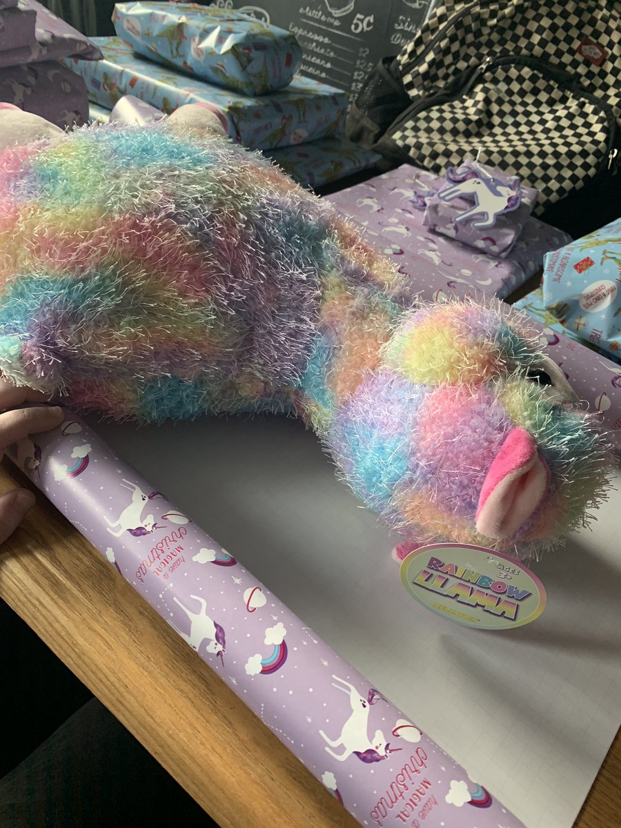TashaCMarchini's tweet image. How does one wrap a giant rainbow llama 😂 #ProbLLAMA