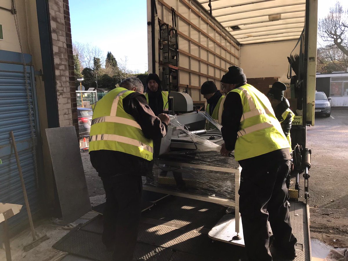 HG_Birmingham's tweet image. Cold day in Warwickshire today for the move of the CNC machines - keep wrapped up ❄️