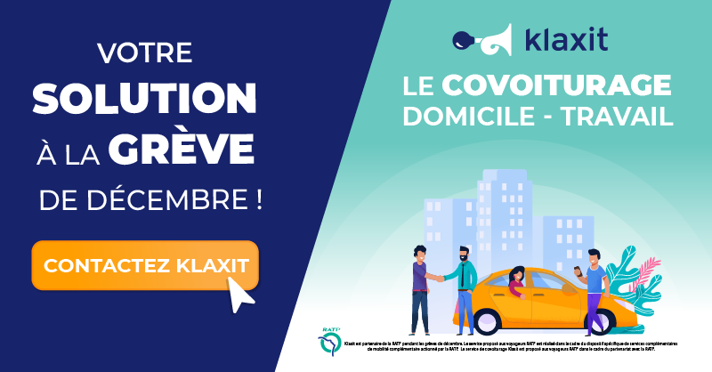 ✅ <a href="/KlaxitFR/">Klaxit par BlaBlaCar Daily</a> partenaire officiel de la <a href="/RATPgroup/">RATP Group</a> 
 pendant la #grève pour offrir aux #usagers et aux #entreprises 1 service de #mobilité complémentaire :  

✅ Jusqu'à 24€ de gain par jour pour le #conducteur 

✅ La gratuité du trajet garantie pour le #passager
