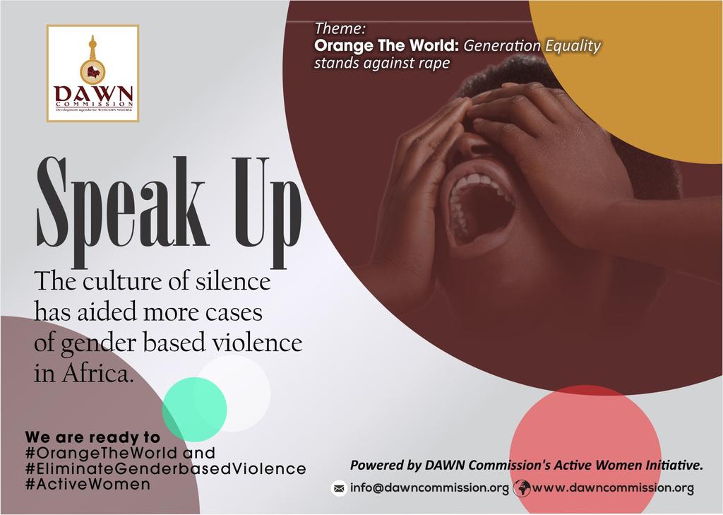 Research shows that 63% of cases of sexual violence goes unreported.

It is time to #SpeakUp and 
#EliminateGenderBasedViolence 
#16Days
#OrangeTheWorld
#ActiveWomen