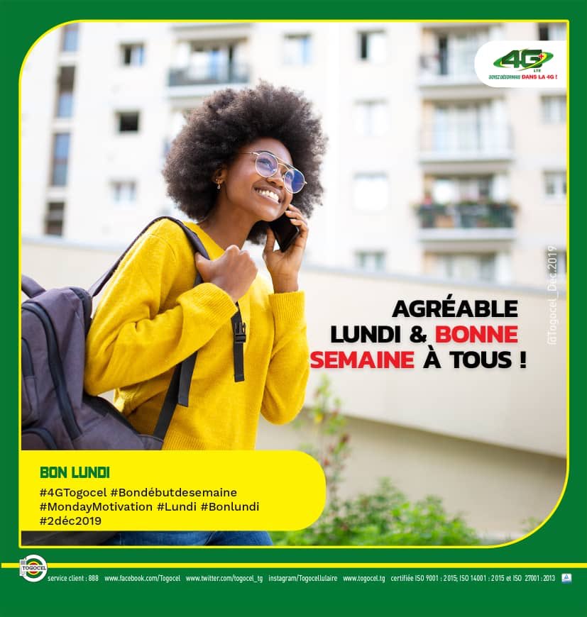YasTogo's tweet photo. Lundi bòkòò😚 semaine kpognonnnnnn!!!

Souscrivez au Forfait #DataNuit en faisant *919*10#

#4GTogocel #Togocel #Bondebutdesemaine #Mondaymotivation #Lundi #Bonlundi #2déc2019 https://t.co/eTTT6hz6Vu
