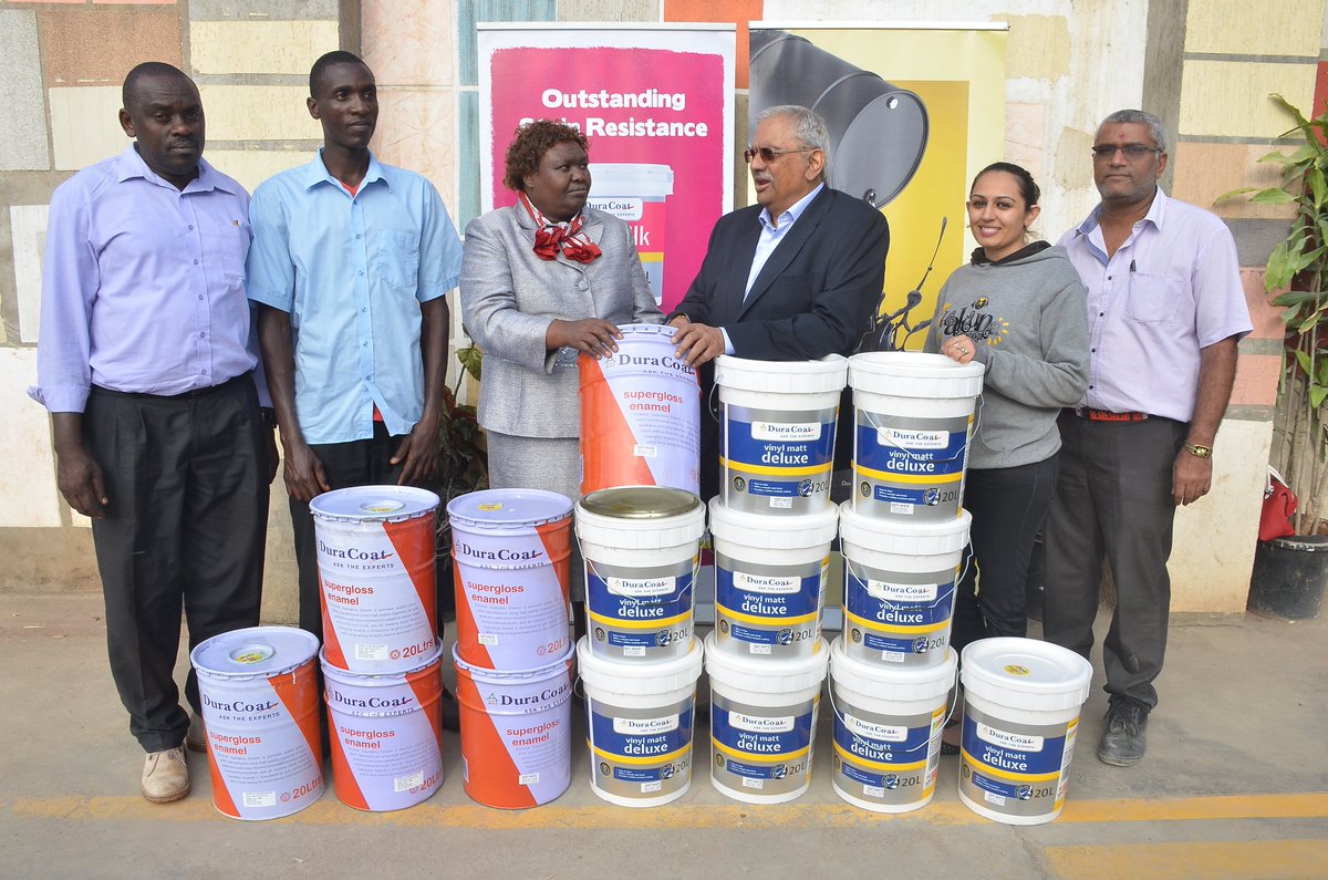 BascoPaints's tweet photo. Continuing our initiative to facelift learning institutions, we recently donated paint to State House Girls High. Our Chairman, Mr Anil Shah handed over paint donation to the Chief Principal, Mrs Joan Rampei Muoti at our Head Office on Airport North Road, Embakasi. #BascoCSR https://t.co/Z5sNh06h1B