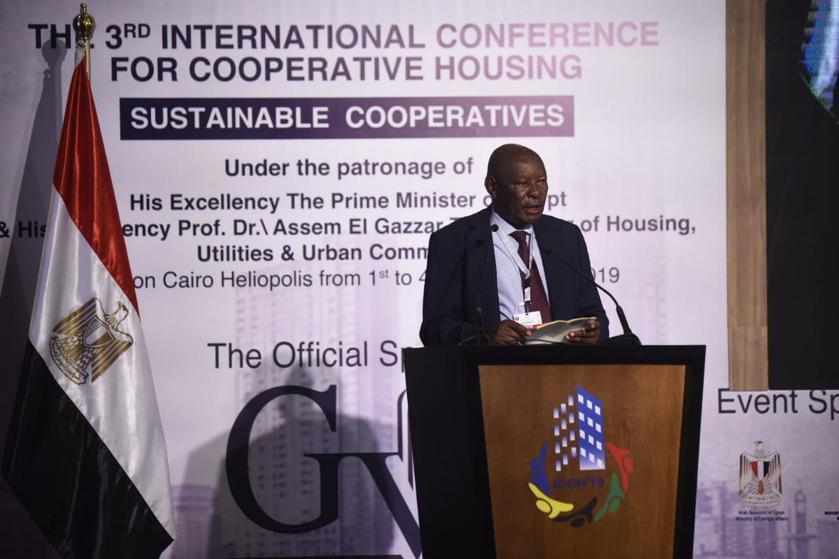 ICA-Africa President, Mr. Japheth Magomere sharing his cooperative experiences with participants at the The 3rd International Conference for Cooperative Housing that is taking place in Cairo- Egypt. 
#ICCH19 #ForASustainableFuture