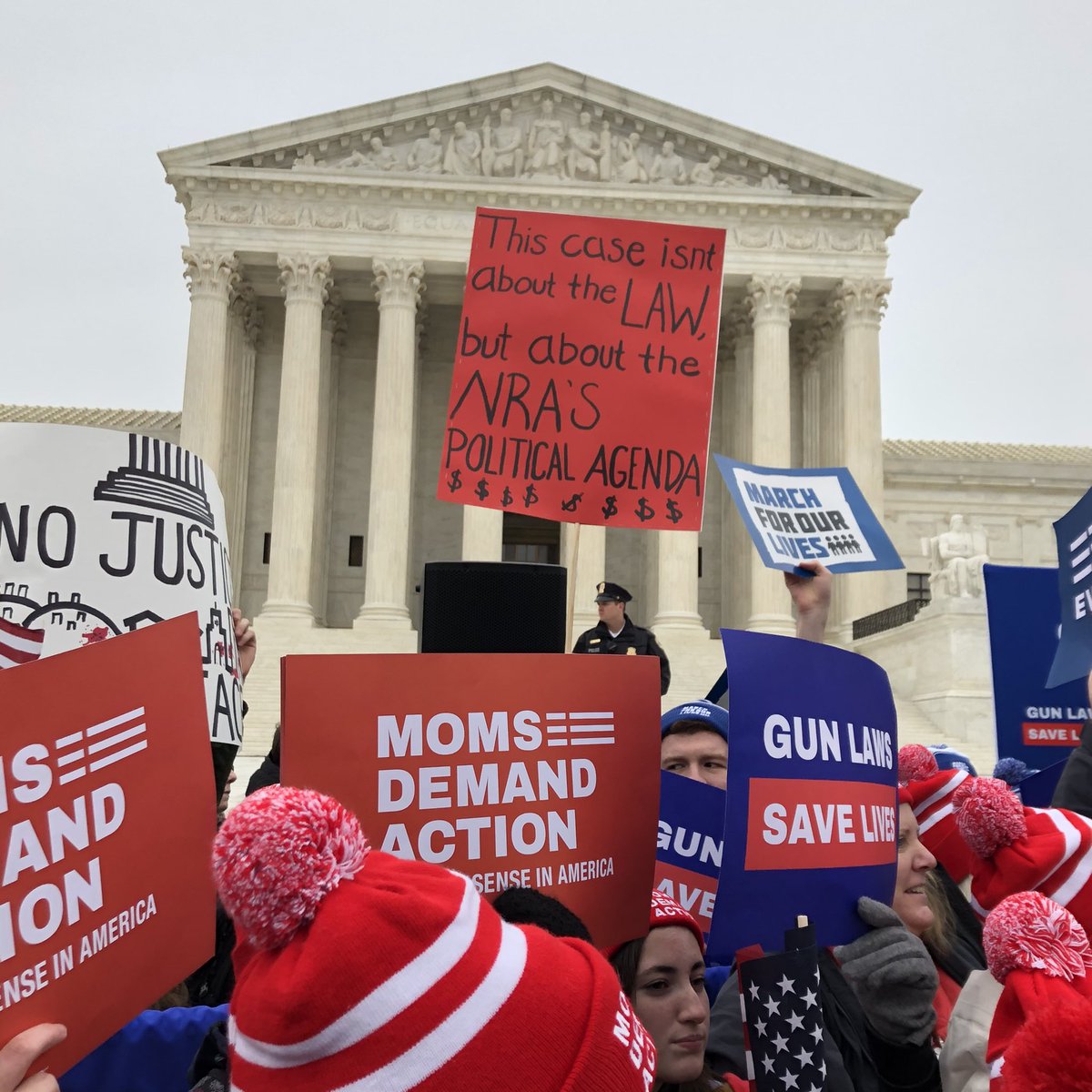 EPDemandsGVP's tweet photo. Gathered with other  #GVP advocates outside #SCOTUS to bear witness against the @NRA  agenda @MomsDemand #GunLawsSaveLives https://t.co/1YFQWNbtEt