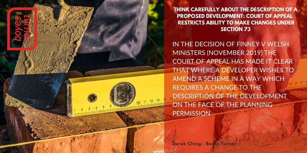 boyesturner's tweet image. Think carefully about the description of a proposed development: Court of Appeal restricts ability to make changes under section 73 - Derek Ching talks us through this... ow.ly/GwbJ50xnFy6 #Section73 #DevelopmentHouseBuilding #PropertyLawyers #TownandCountyPlanningAct