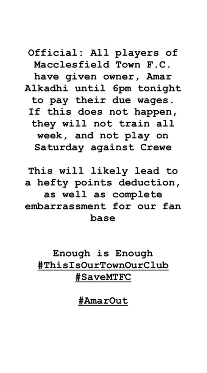 SaveMTFC's tweet photo. Enough is Enough
#ThisIsOurTownOurClub
#SaveMTFC
#AmarOut https://t.co/VY3rLkXbPP