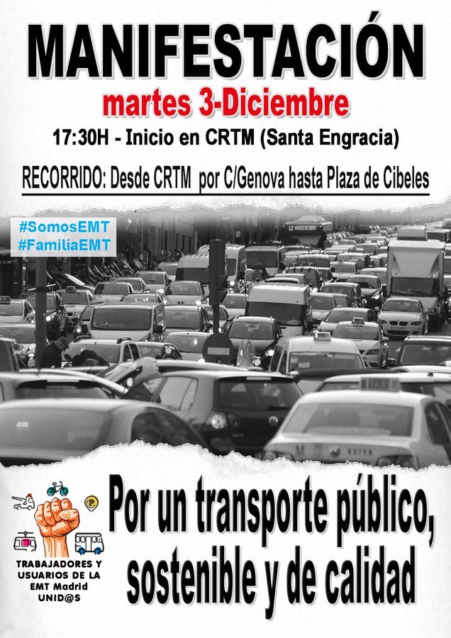 mjlunareche's tweet photo. Tres o cuatro meses le han bastado al gobierno de @pp+@CsMadridCiudad para desmantelar una empresa pública que daba beneficios además de un servicio EXCELENTE para la ciudadanía. 
Mañana nos vemos en la manifestación para pedir una 
#EMTPublica #EMTCalidad https://t.co/pv24WTPAah
