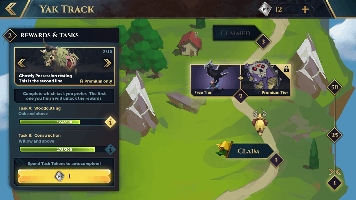 RuneScape's tweet photo. 🦇 Count Yakula's Yak Track - The path remains open to roamers, with tasks all over Gielinor and more than 30 rewards to claim (Pets, Outfits, Animations and Weapon overrides).

Premier Club members also get free access to the premium tracks! https://t.co/4FG6kDILHV
