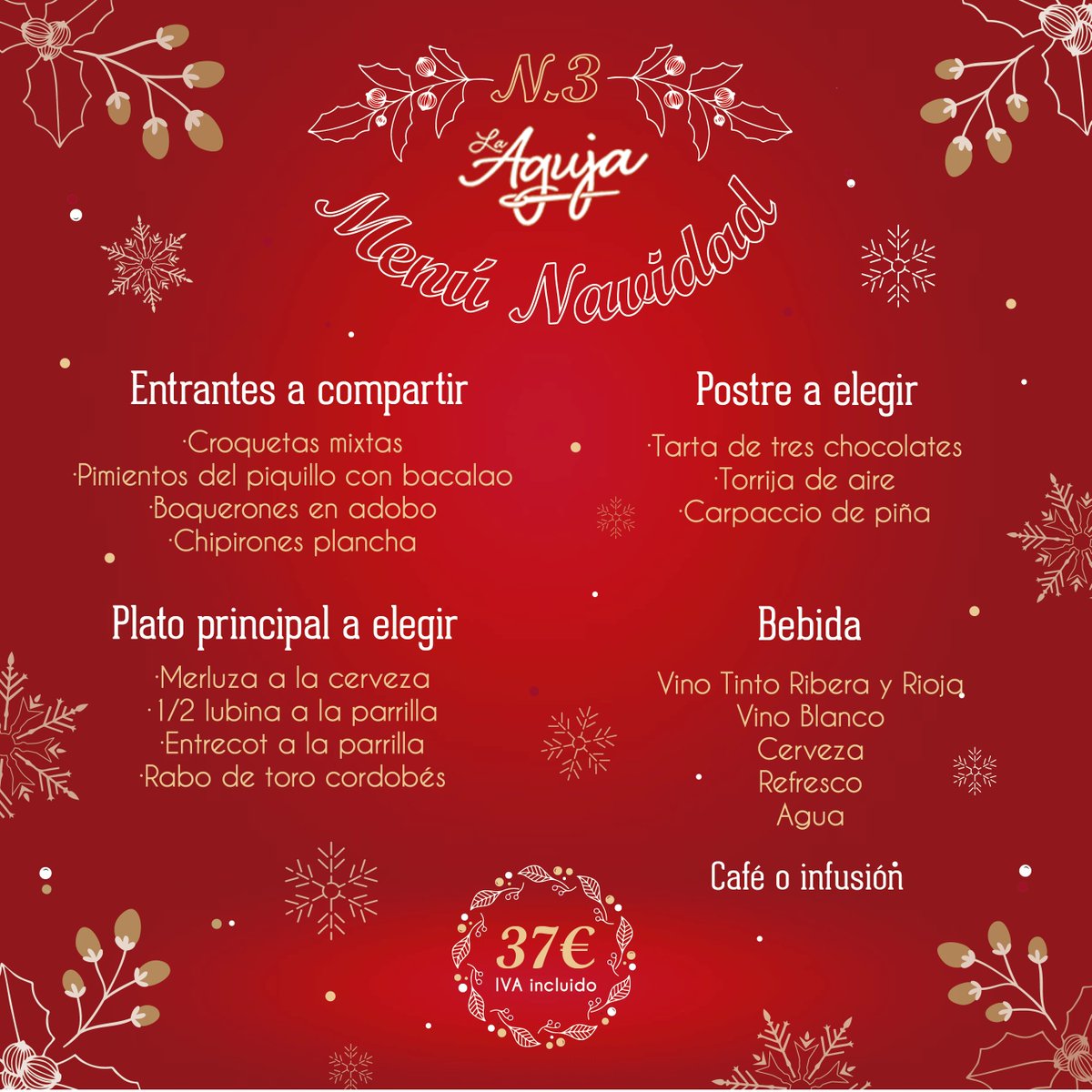 No te líes con el menú de #Navidad, para eso ya estamos nosotros. Estas fiestas, ven con tus amigos a nuestro #restaurante y solo tendrás que sentarte para disfrutar.
#LaAguja #Gastronomía #LasTablas #comidadeempresa