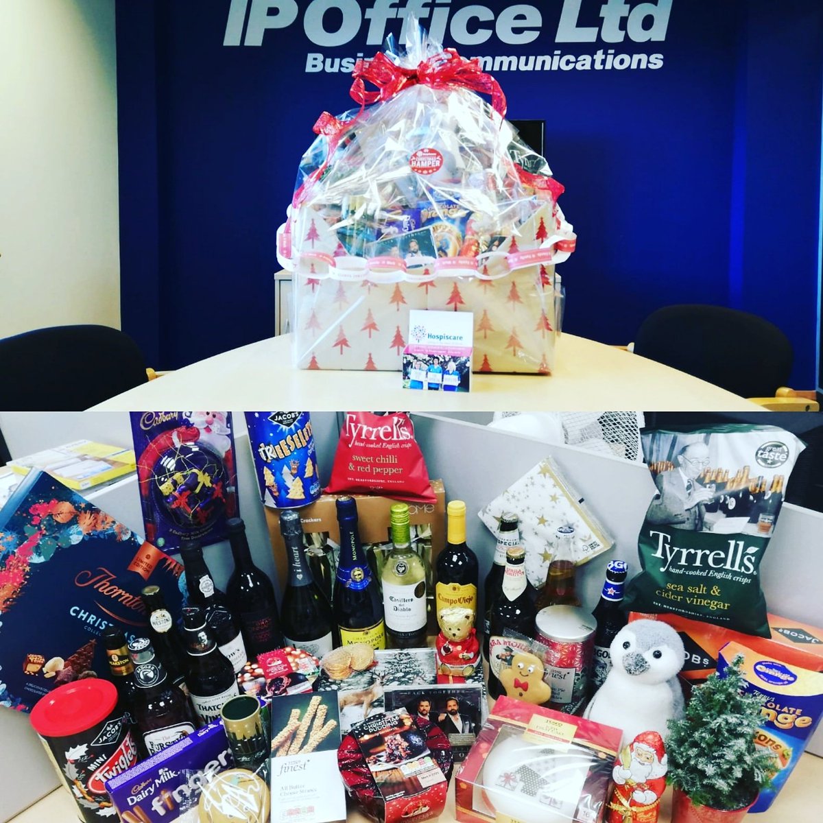 IP Office Xmas hamper! All donated by our lovely staff! Tickets £5 and all proceeds go to <a href="/Hospiscare/">Hospiscare</a> Please let us know if you would like to buy a ticket.