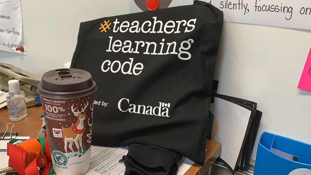 Christmas cups and <a href="/learningcode/">Canada Learning Code</a> bag - must be #canadacodeweek soon!