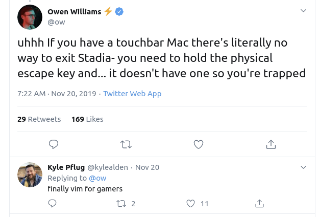 nixcraft's tweet image. vim for gamers. From @ow thread lol