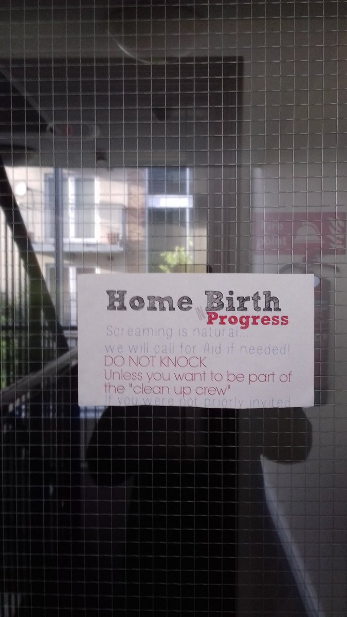 Sinead_Midwife's tweet photo. I attended a homebirth in Dublin last year in an apartment and these signs were made to inform other residents of home birthing plans and to help the second Midwife(me) and any other HCP to find their way #homebirth #ireland #teamwork #normalprocess https://t.co/g0Wff6xDcQ
