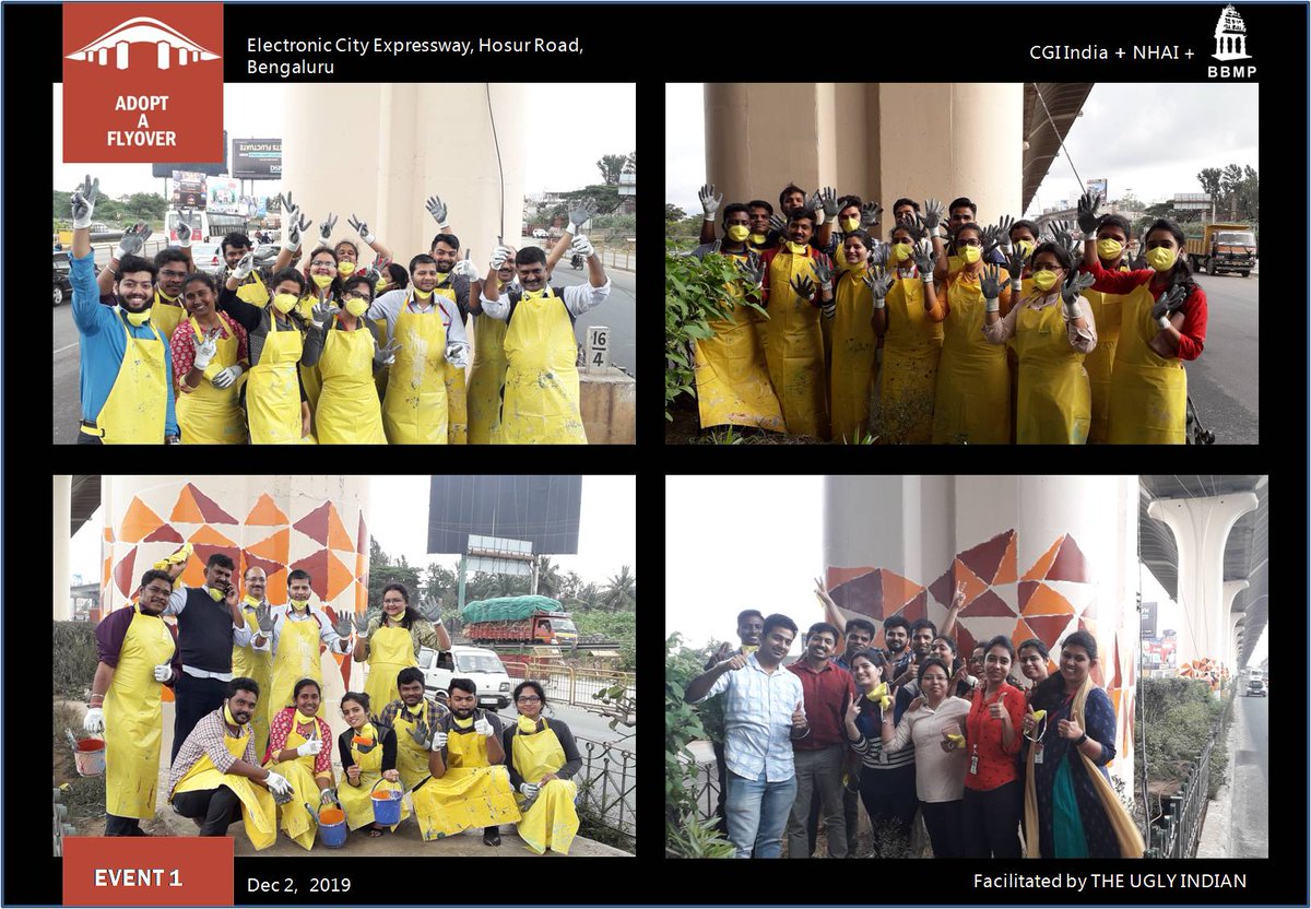theuglyindian's tweet photo. JUST AWESOME!
Volunteers from @CGI_Global came out today to transform the massive pillars of Electronic City Expressway, Blr as part of #AdoptaFlyover programme of #BBMP &amp; #NHAI. More volunteers are coming tomorrow to continue. SUPERB!
@BBMPCOMM @BBMPSWMSplComm @SwachSurvekshan https://t.co/HJRM4D32tu