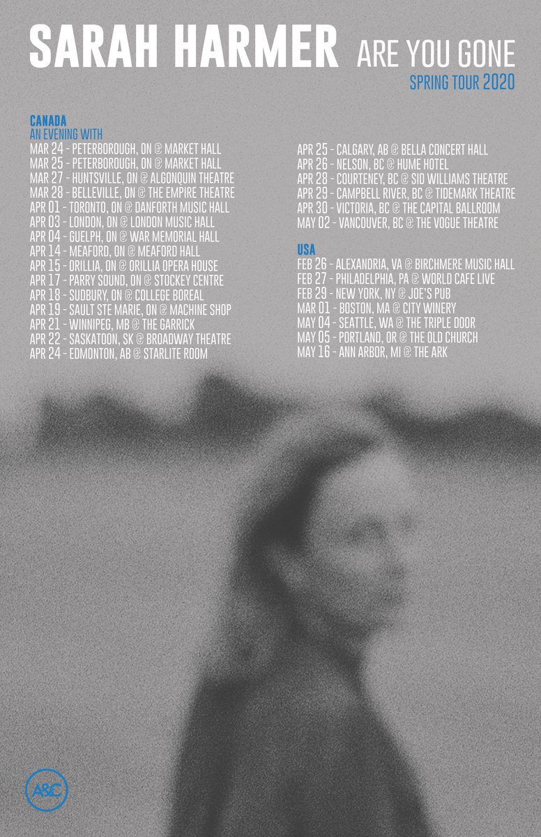 sarah_harmer's tweet photo. Can’t wait to take ‘Are You Gone’ on the road this Winter/Spring 2020! Tickets on sale Friday at 10am (EST). https://t.co/CH4Ix5HReG