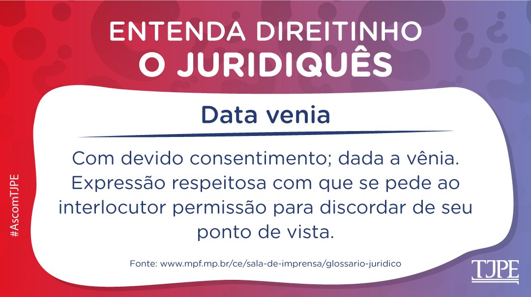 TJPE_oficial's tweet photo. Às vezes, parece que, no Direito, se fala outra língua? Traduzimos o Juridiquês para você.
TJPE Gestão 2018 | 2020: Inovando para pacificar e unir 🌻 #TJPE #Juridiquês #Concurso #Descomplica #AscomTJPE #Direito #DataVenia https://t.co/Utita7eFfe