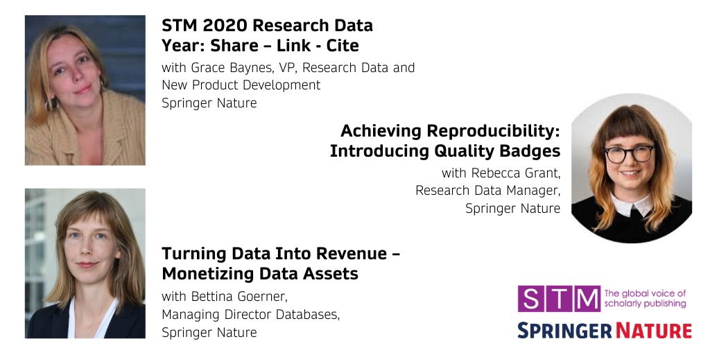 SpringerNature's tweet image. Tomorrow @grace_baynes, @Beck_Grant and Bettina Goerner will be speaking at the STM Innovations Seminar. The theme for Day 1 is &apos;Driven by data – moving open science forward&apos;.
Learn more: bit.ly/2sDIIAP 
@STMAssoc #STMWeek #STMInnovations