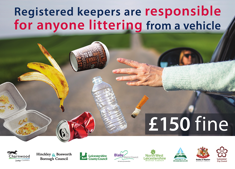 HarboroughDC's tweet photo. Registered keepers are responsible for anyone caught littering from their vehicle. They will be fined £150 even if a passenger is caught. Officers patrolling the district will take action if anyone is caught littering. So take your litter home and dispose of it properly. #litter https://t.co/6akHrhPmd9