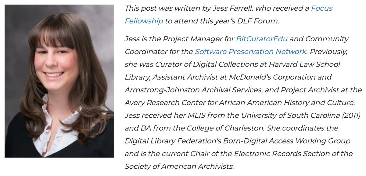 CLIRDLF's tweet image. #DLFForum reflection: "The Comfort of an Echo at DLF 2019" from Focus Fellow &amp;amp; DLF Born-Digital Access Group co-coordinator, Jess Farrell diglib.org/fellow-reflect…. Be sure to comment on #bdaccess's Levels of Born-Digital Access guidelines by December 15th! bit.ly/levelsofaccess