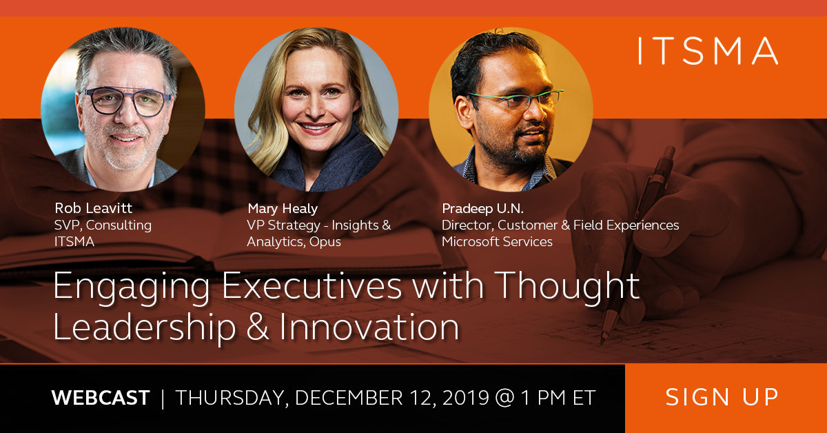 MomentumITSMA's tweet photo. If executive engagement is a part of your plans for 2020, you won't want to miss the lessons and insights coming from Mary Healy of @opusagency, @unpradeep of @Microsoft and our own @robleavitt on 12/12!
https://t.co/45IZ0JSZbx https://t.co/YE8zTmWYl7