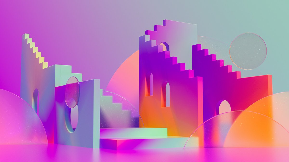 Behance's tweet photo. Dreamy abstract 3D landscapes by @luciaizco — see more colorful renders > https://t.co/qd1lH2Gpoc https://t.co/V2Im4hyevG