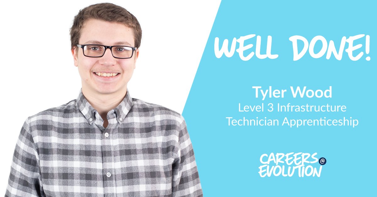 evo_careers's tweet photo. Well done to Tyler Wood who has recently passed his level 3 Infrastructure Technician Apprenticeship, and is moving straight onto his level 4, with @BalticTraining! ππ
#JoinOurEvolution https://t.co/hvcuxKEaxG