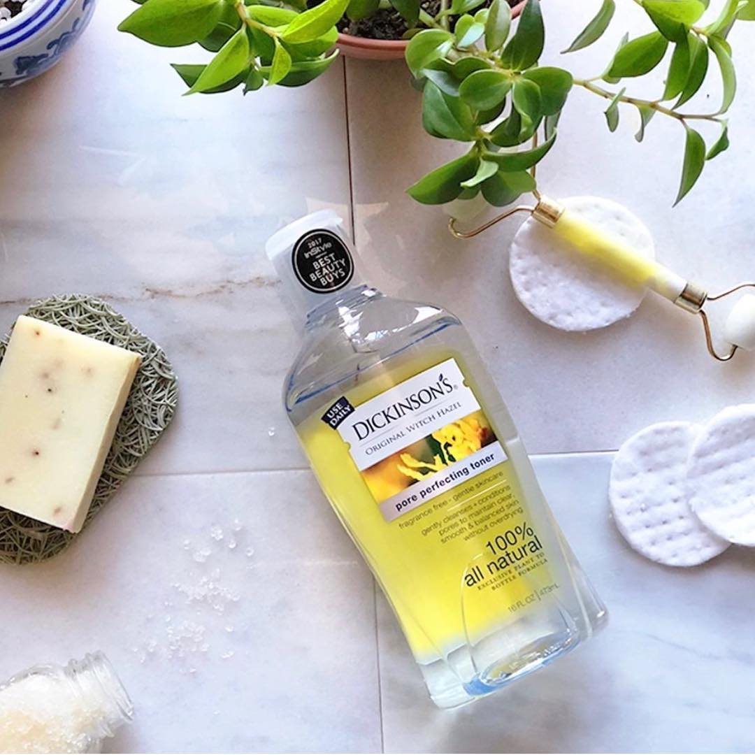 Our Pore Perfecting Toner brings out your naturally beautiful skin! How do you incorporate our toner into your daily skin care routine? 📸: @vickysfacepalace 
#skincare #glow #skincarecommunity #skingoals #witchhazel #dickinsonswitchhazel #treatyourskin #toner #drugstorebeauty