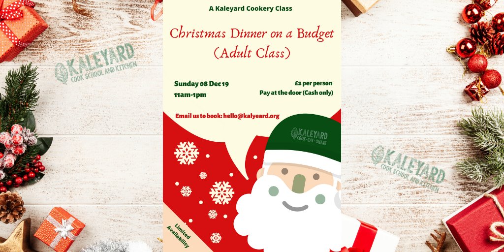 We celebrate our new kitchen with our first community class there. We welcome everyone to our Xmas Dinner on a Budget cookery class.  Places are limited, so please email hello@kaleyard.org as soon as possible before we fill up.
#community #glasgowcommunity #christmas #cookschool