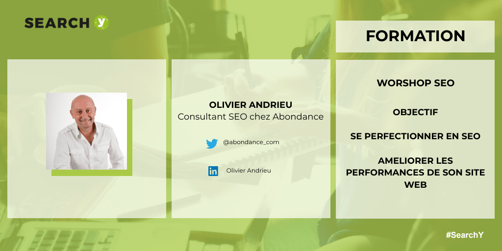 SEARCH_Y_PARIS's tweet photo. [FORMATION 1] #WORKSHOPSEO orchestré par @abondance_com !
formation complémentaire la veille de #SearchY
Participer à la formation 👉https://t.co/gBMjPBSRsU
Programme 👉https://t.co/Rjw7RWfZyC
📍Le 6.02.2020
Attention les places sont limitées
#event #networking #searchmarketing https://t.co/TCGISjySS3