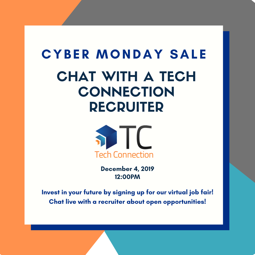 _TechConnect_'s tweet image. Invest in your professional future by chatting with our recruiters about open job opportunities! Click on the link to take the first step bit.ly/2R9pE7D #cybermondaysale #cybermonday #jobfair #nowhiring #employment  #diversity #diversityintech #diversityandinclusion